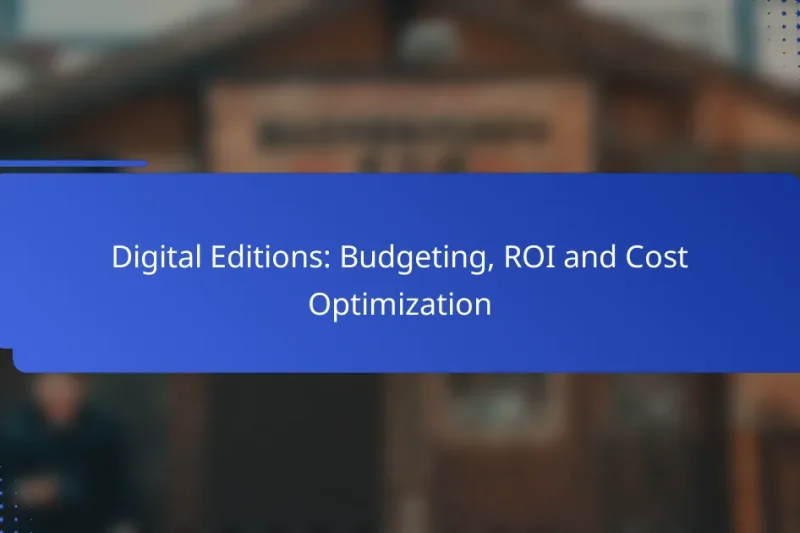 Digital Editions: Budgeting, ROI and Cost Optimization