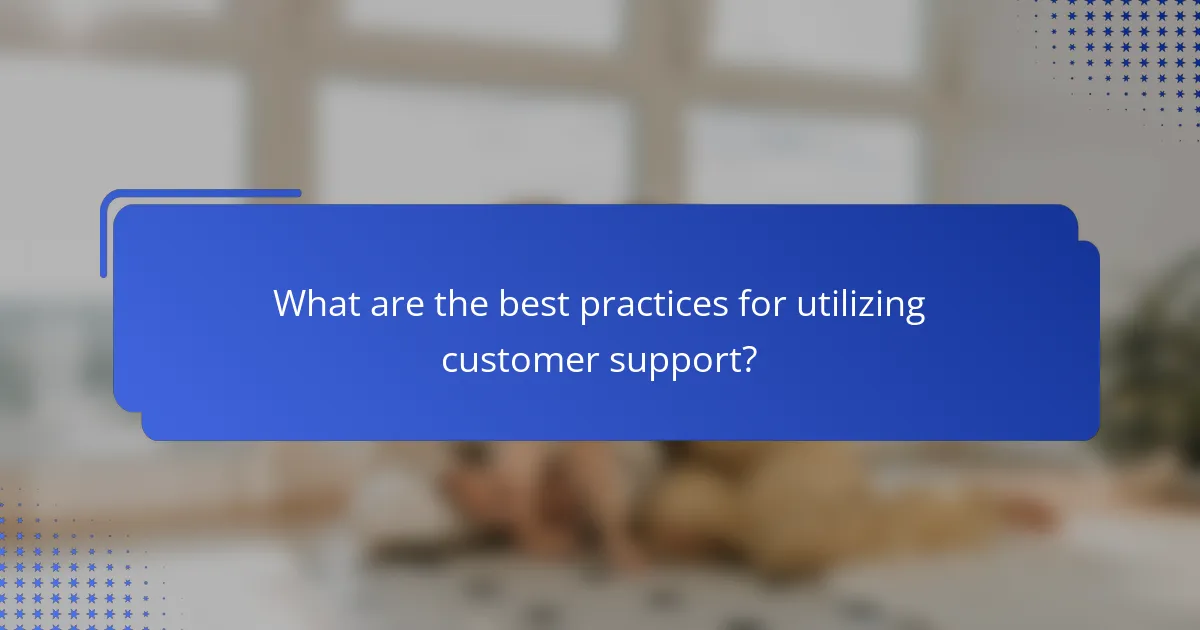 What are the best practices for utilizing customer support?