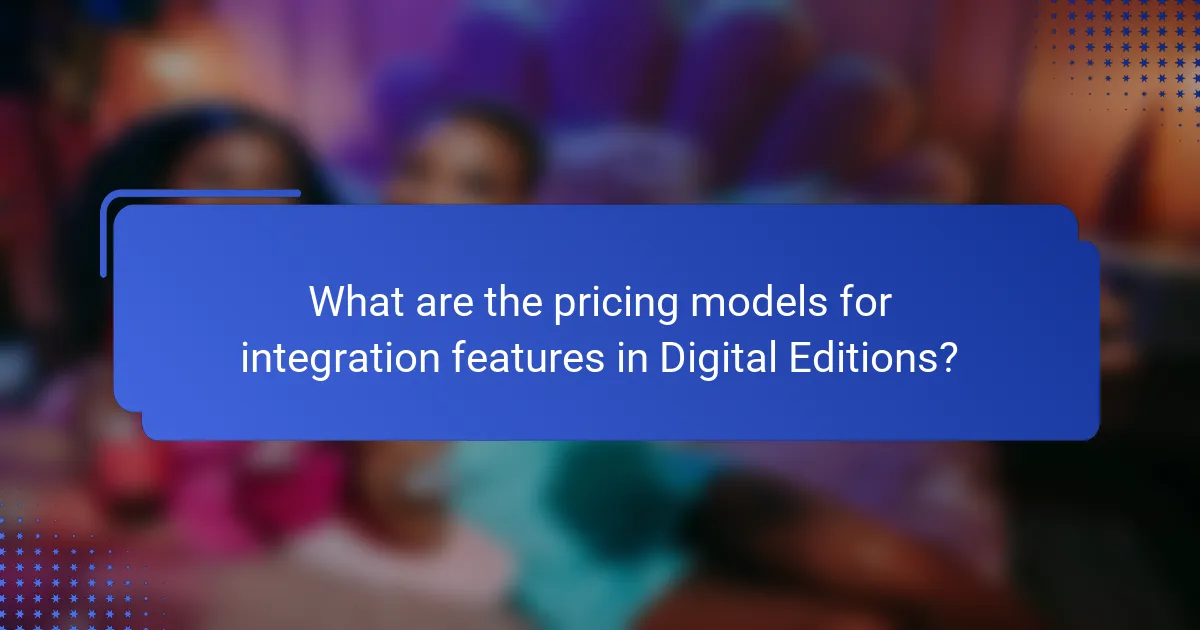 What are the pricing models for integration features in Digital Editions?